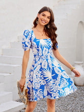 Plant Printed Short Sleeve Dress